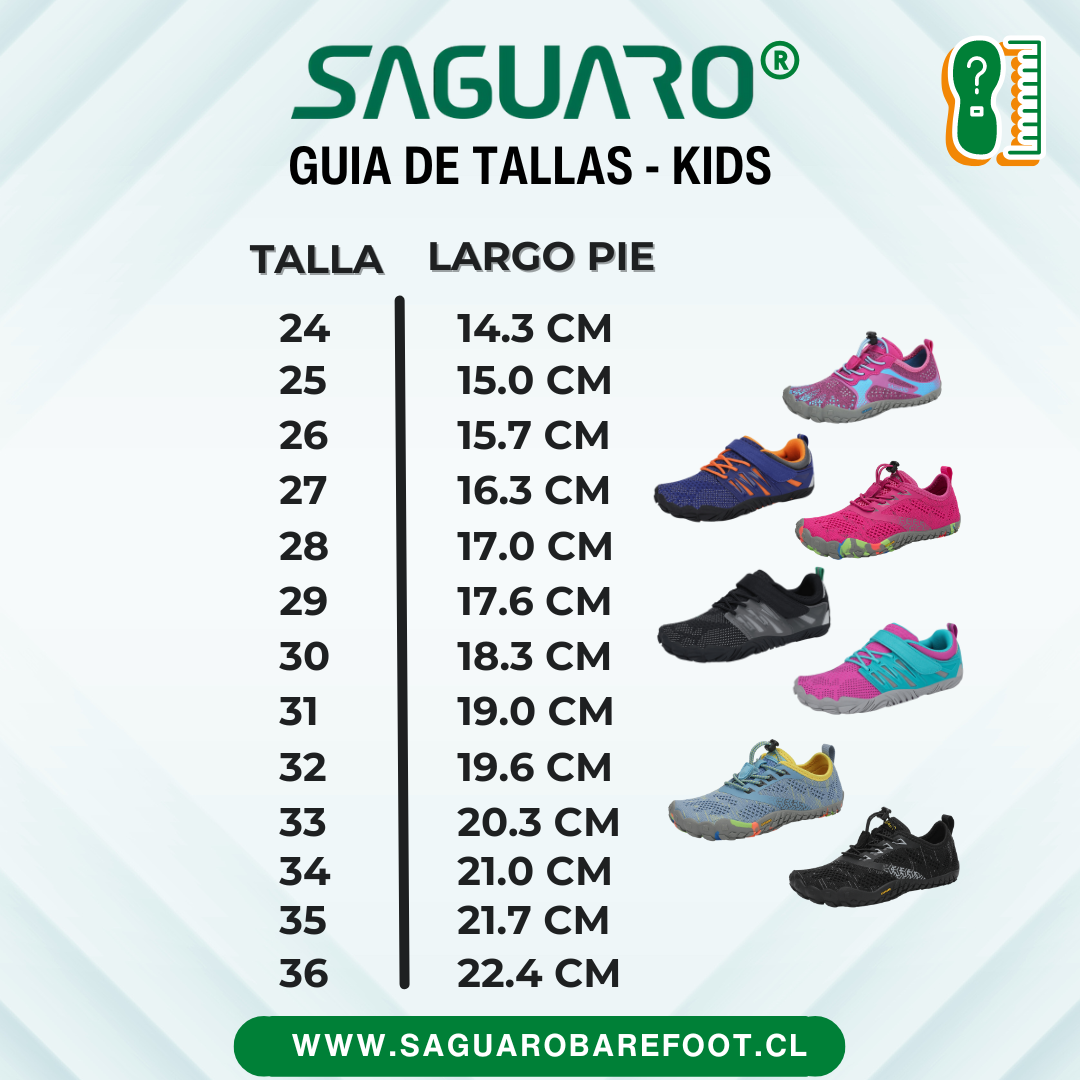 Talla de pie en cm 2025 niños